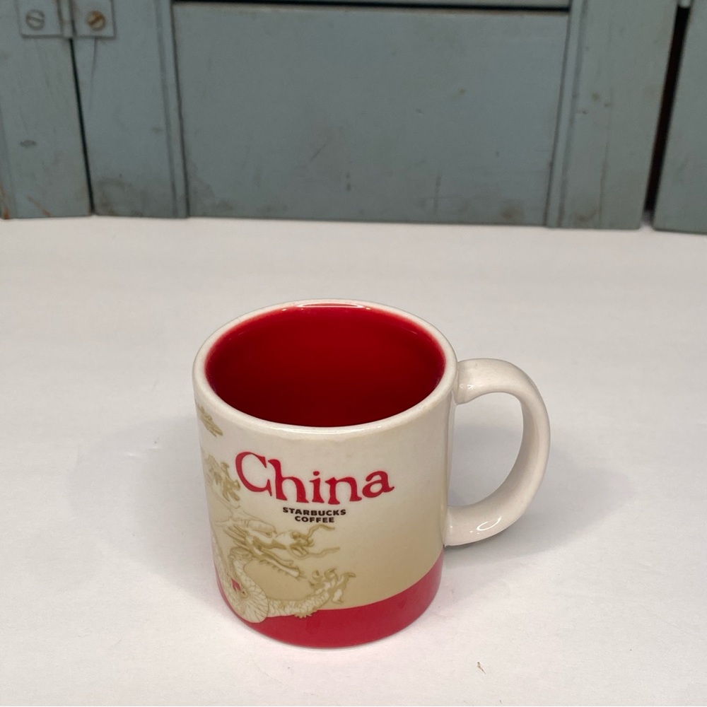 Starbucks CHINA Global Icons Collection Espresso Mug 3oz Dragon Red Tan Cream